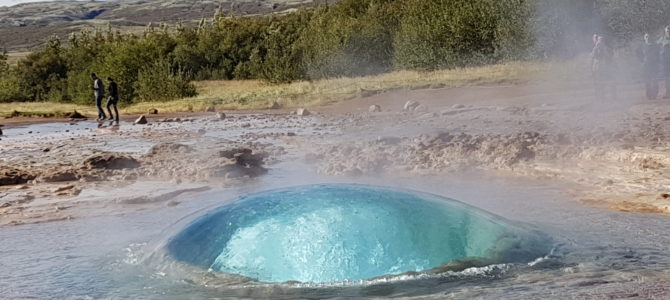 Icelands Geysir in the Golden Circle erupting video